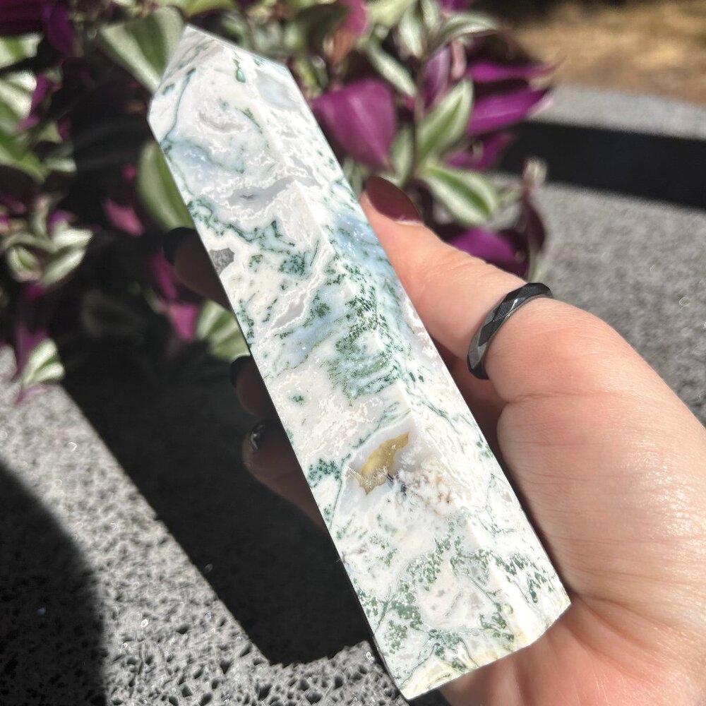 Pink Moss Agate Tower